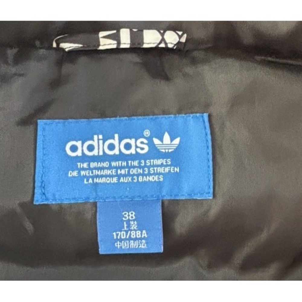 Adidas Rare Women's Tribal Puffer Gilet Vest Hooded Full Zip Black Size 38 /Med - Picture 4 of 5